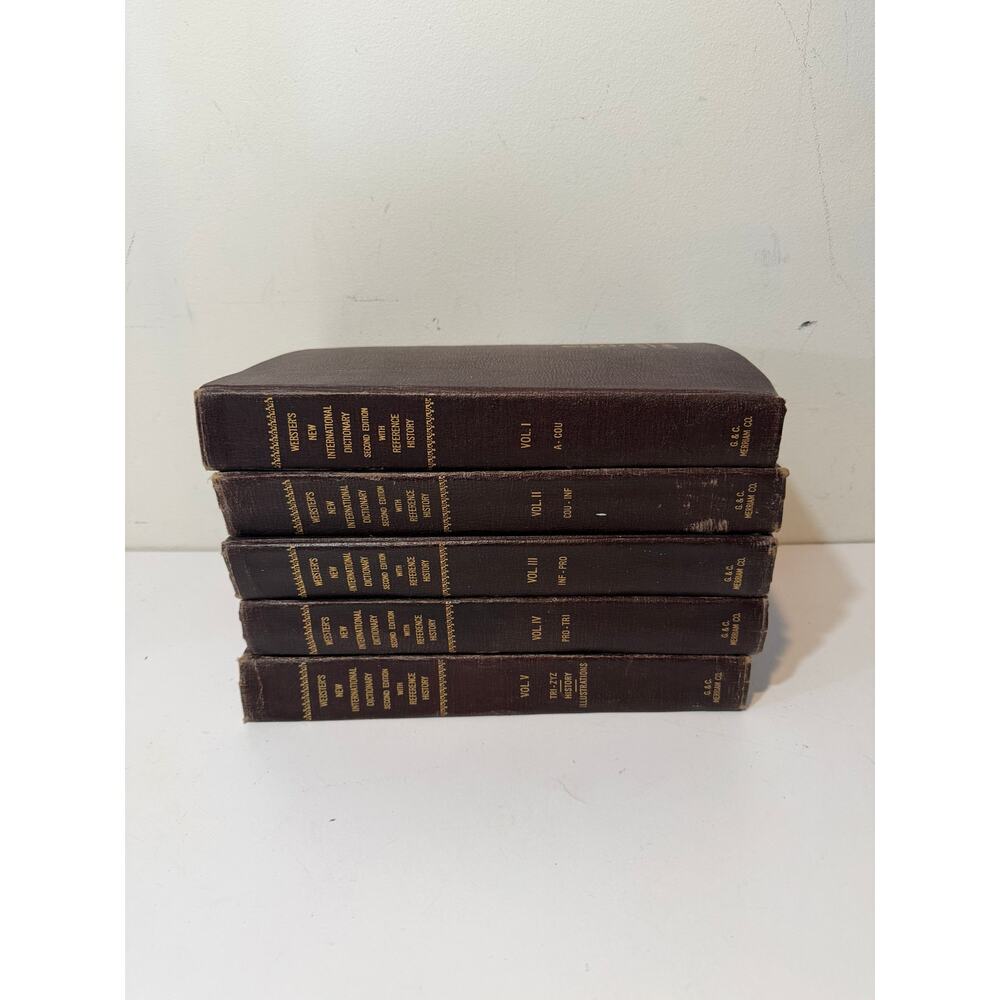 Webster's New International Dictionary Second Edition 5 vols w/ref. hist. 1953